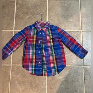 Chaps Multicolor Plaid Kids Button Down Shirt